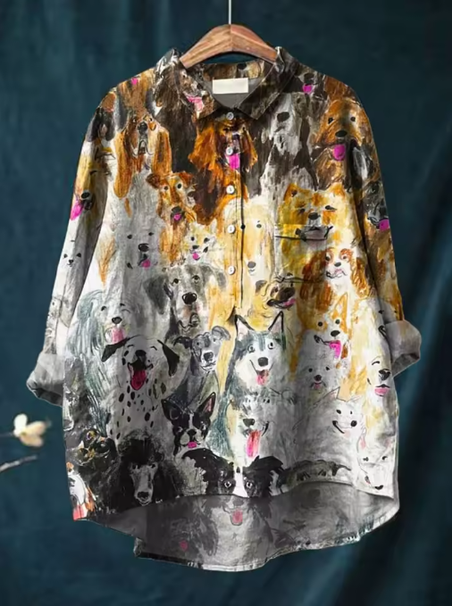 Sophie | Printed Dog-Print Relaxed Blouse