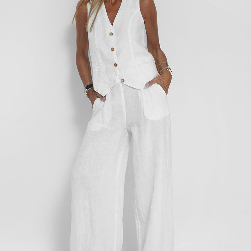 Rose | Button-Front Wide-Leg Set
